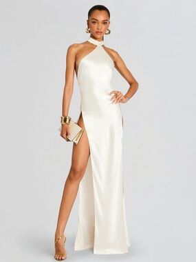 Retrofete Jagger Silk Dress in White Size Large NWT